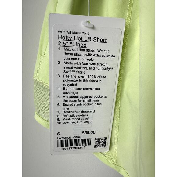 Lululemon Hotty Hot Short LR Short 2.5" Size 6 Green NWT - Picture 8 of 8